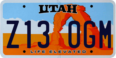 UT license plate Z130GM