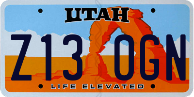 UT license plate Z130GN