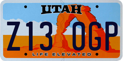 UT license plate Z130GP