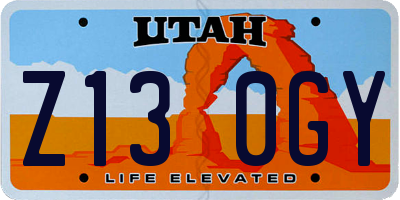 UT license plate Z130GY