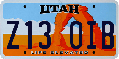 UT license plate Z130IB