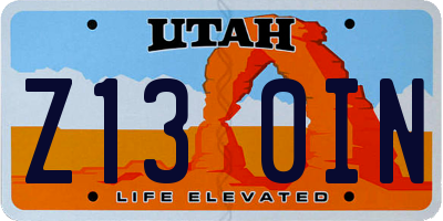 UT license plate Z130IN
