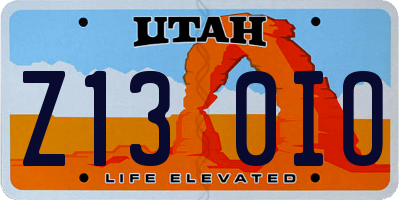 UT license plate Z130IO