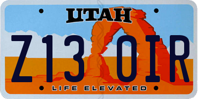 UT license plate Z130IR
