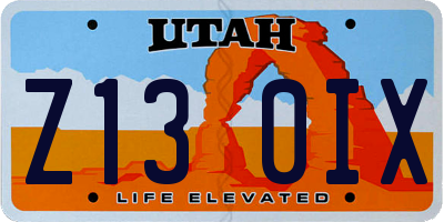UT license plate Z130IX