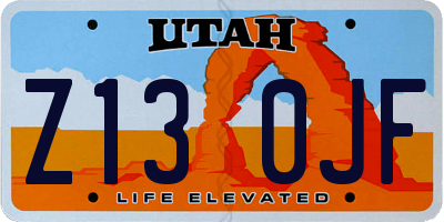 UT license plate Z130JF