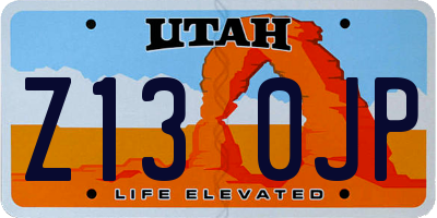 UT license plate Z130JP