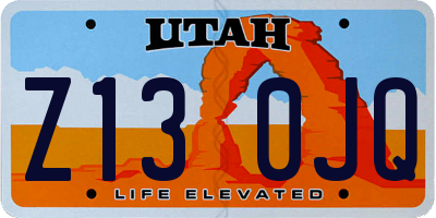 UT license plate Z130JQ