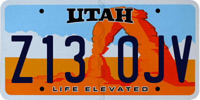 UT license plate Z130JV