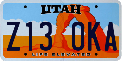 UT license plate Z130KA