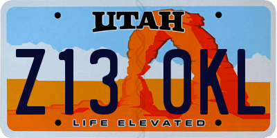 UT license plate Z130KL