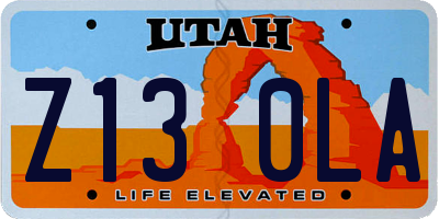 UT license plate Z130LA