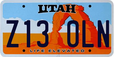 UT license plate Z130LN