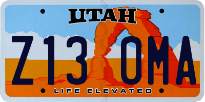 UT license plate Z130MA