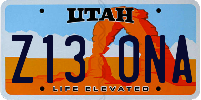 UT license plate Z130NA