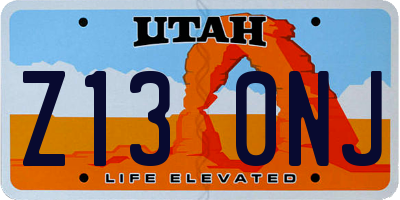 UT license plate Z130NJ