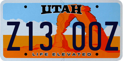 UT license plate Z130OZ