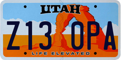 UT license plate Z130PA