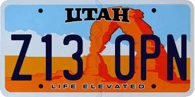 UT license plate Z130PN
