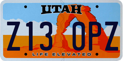 UT license plate Z130PZ