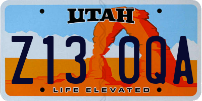 UT license plate Z130QA