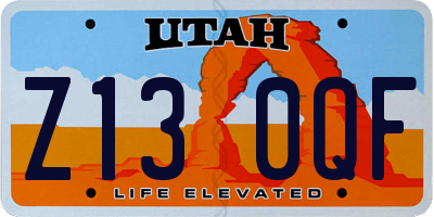 UT license plate Z130QF