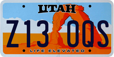 UT license plate Z130QS