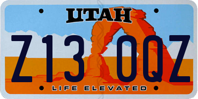 UT license plate Z130QZ