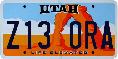 UT license plate Z130RA