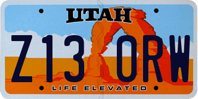 UT license plate Z130RW