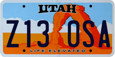 UT license plate Z130SA