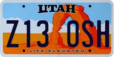 UT license plate Z130SH