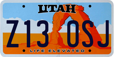 UT license plate Z130SJ