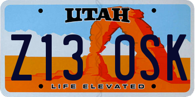 UT license plate Z130SK