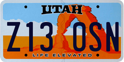 UT license plate Z130SN