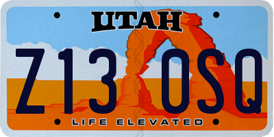 UT license plate Z130SQ