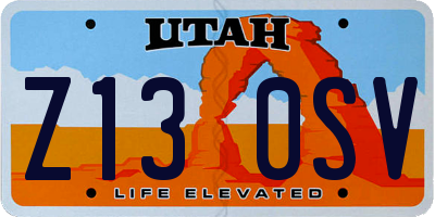 UT license plate Z130SV