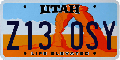UT license plate Z130SY