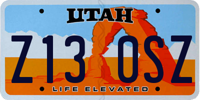 UT license plate Z130SZ