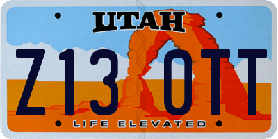 UT license plate Z130TT