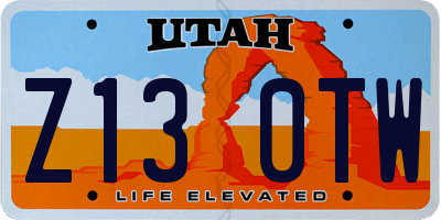 UT license plate Z130TW