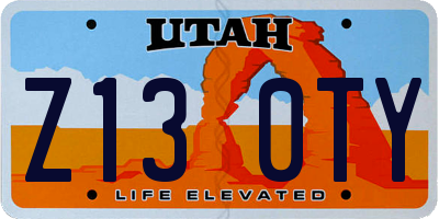 UT license plate Z130TY