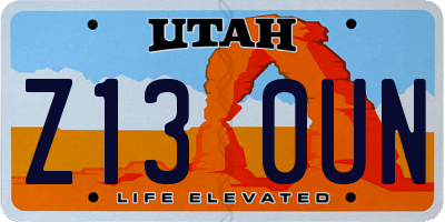 UT license plate Z130UN
