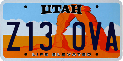 UT license plate Z130VA
