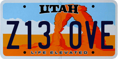 UT license plate Z130VE