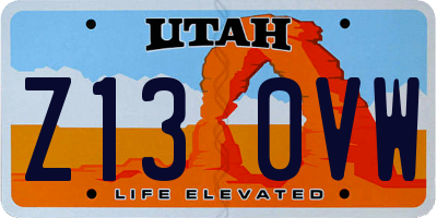 UT license plate Z130VW