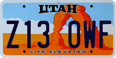 UT license plate Z130WF