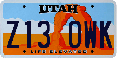 UT license plate Z130WK