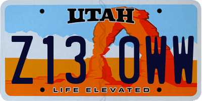 UT license plate Z130WW