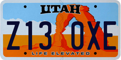 UT license plate Z130XE